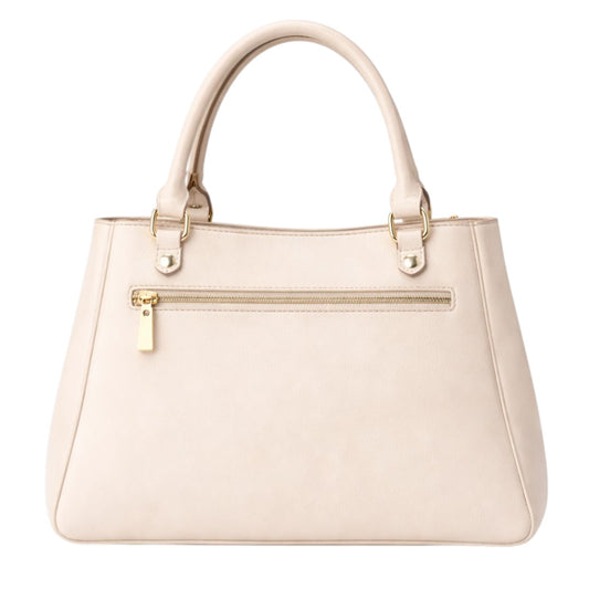 Revat Women’s Elegant Beige Faux Leather Handbag with Gold Clasp
