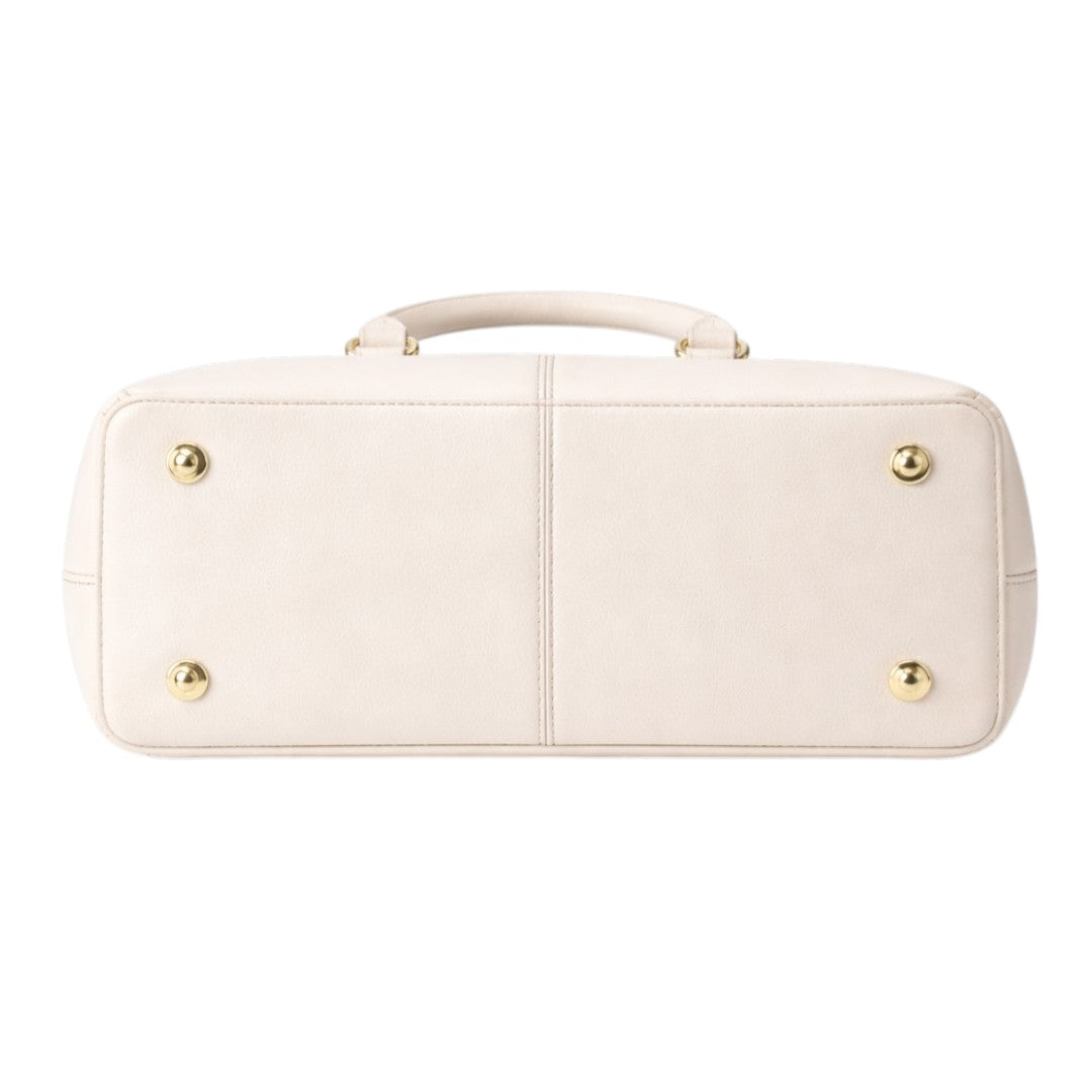 Revat Women’s Elegant Beige Faux Leather Handbag with Gold Clasp