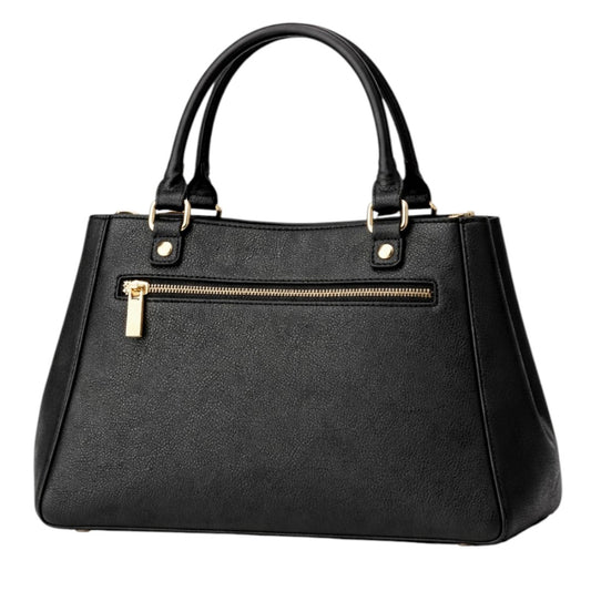 Revat Women’s Elegant Black Faux Leather Handbag with Gold Lock