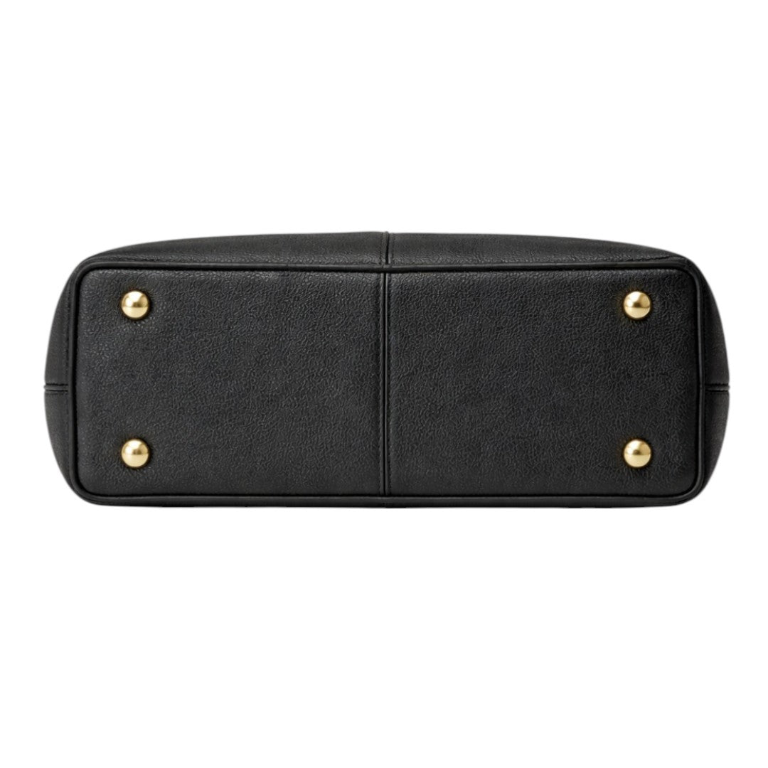 Revat Women’s Elegant Black Faux Leather Handbag with Gold Lock