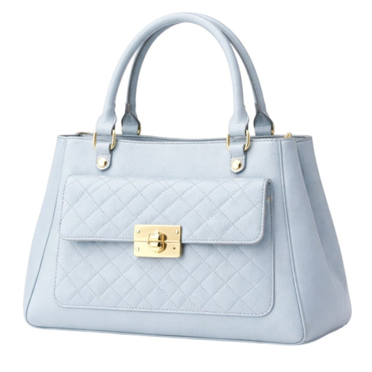 Revat Women’s Elegant Light Blue Faux Leather Handbag with Quilted Pocket