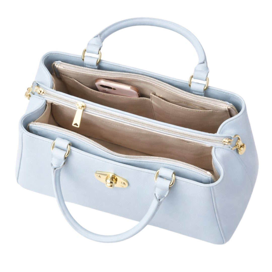 Revat Women’s Elegant Light Blue Faux Leather Handbag with Quilted Pocket