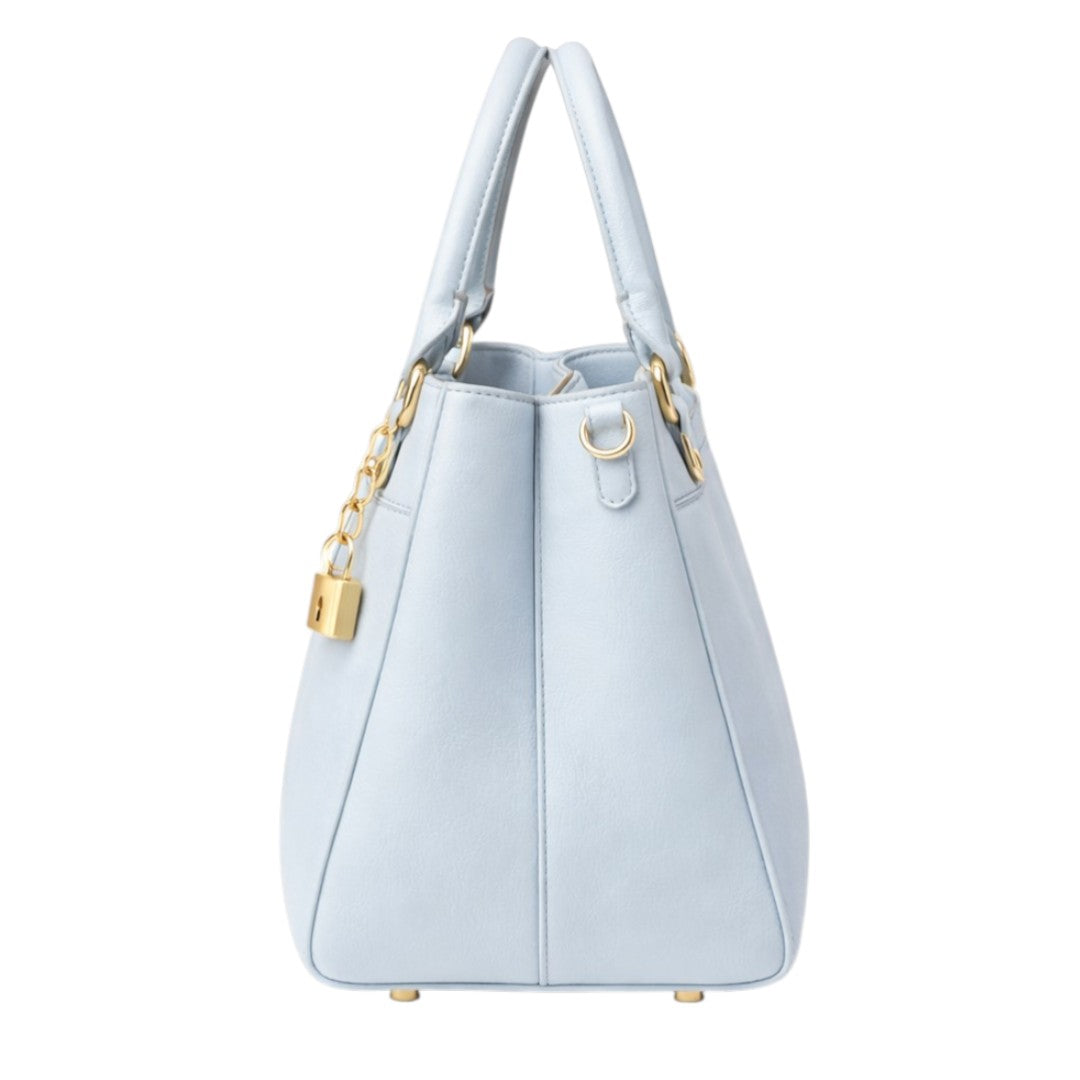 Revat Women’s Elegant Light Blue Faux Leather Handbag with Quilted Pocket