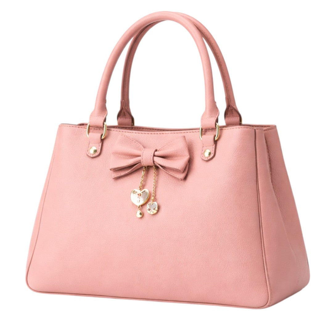 Revat Women’s Elegant Pink Faux Leather Handbag with Bow