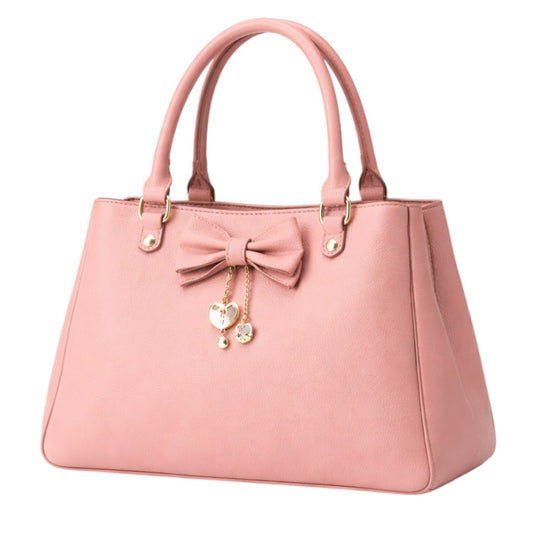 Revat Women’s Elegant Pink Faux Leather Handbag with Bow