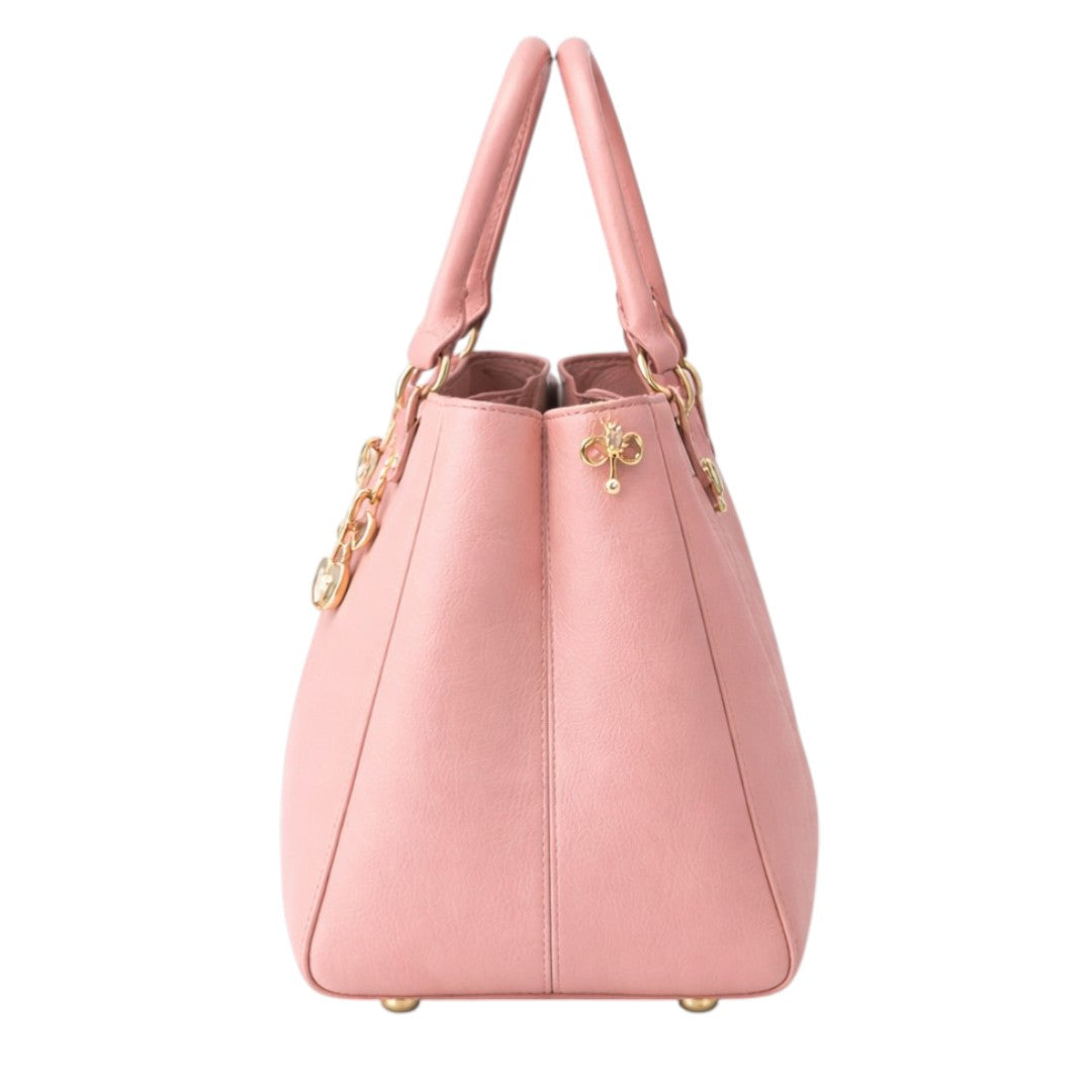 Revat Women’s Elegant Pink Faux Leather Handbag with Bow